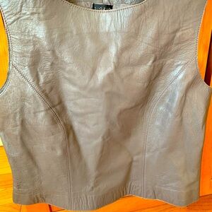 Women’s Grey Leather Top Side Zip Sz 8